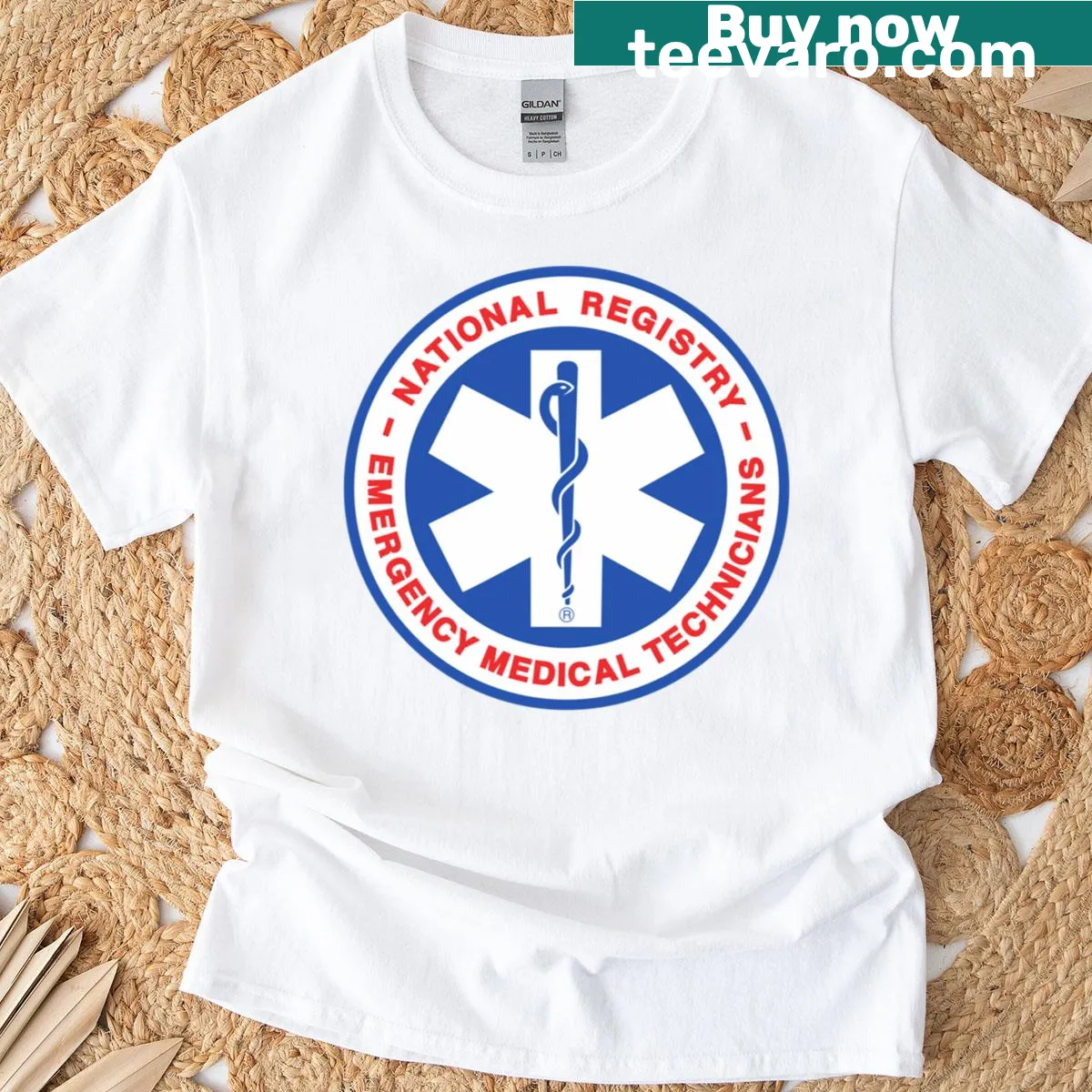 Text design representing National Registry on T-shirt — on a men's t-shirt