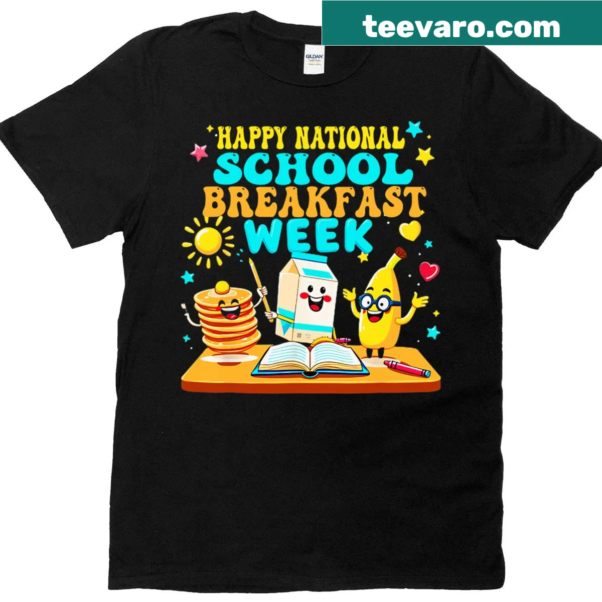 Text design promoting National School Breakfast Week 2025 on T-shirt — on a men's t-shirt