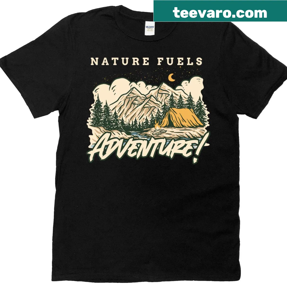 Typography design promoting nature and adventure on T-shirt — on a men's t-shirt