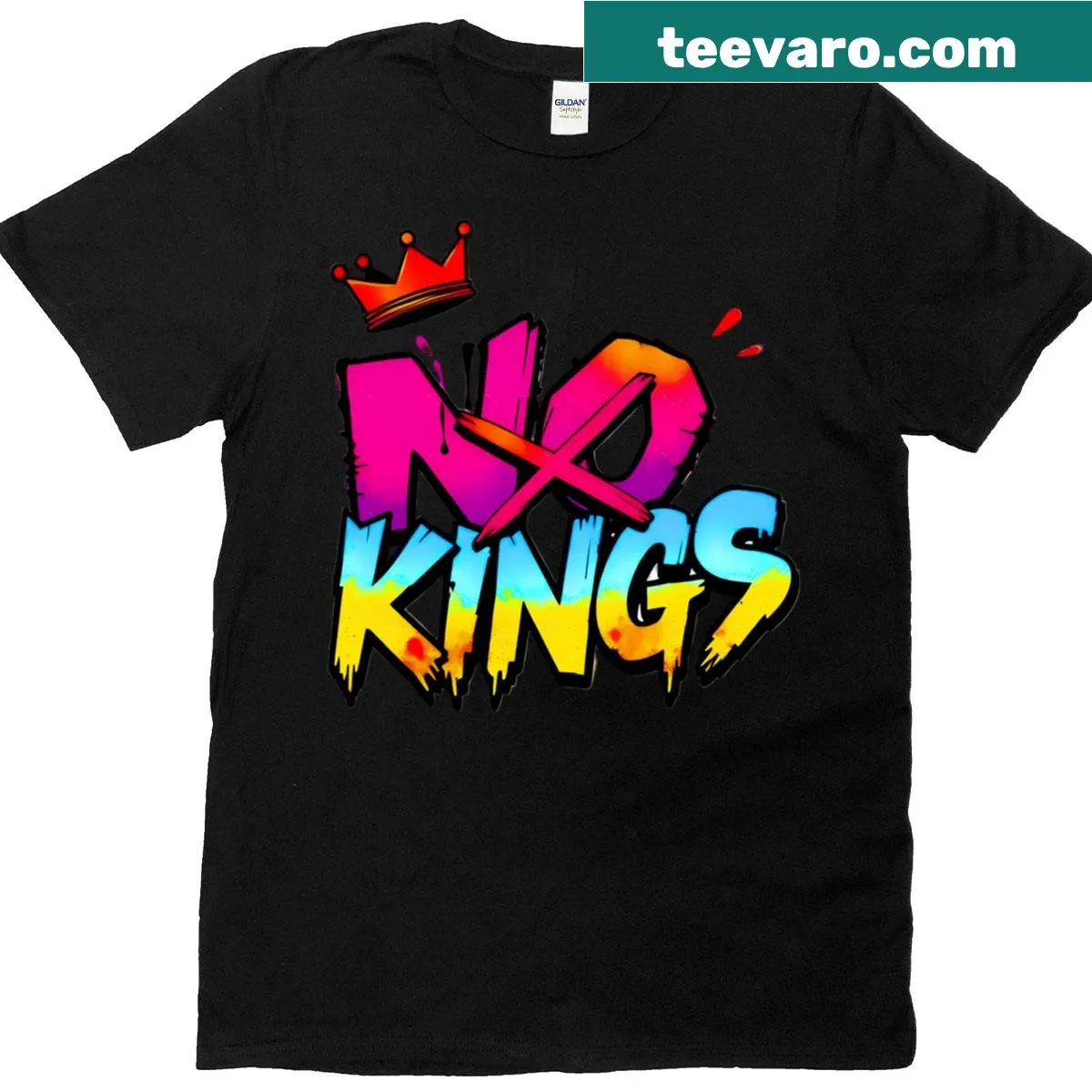 Graffiti-style 'No Kings' text design on T-shirt — on a men's t-shirt