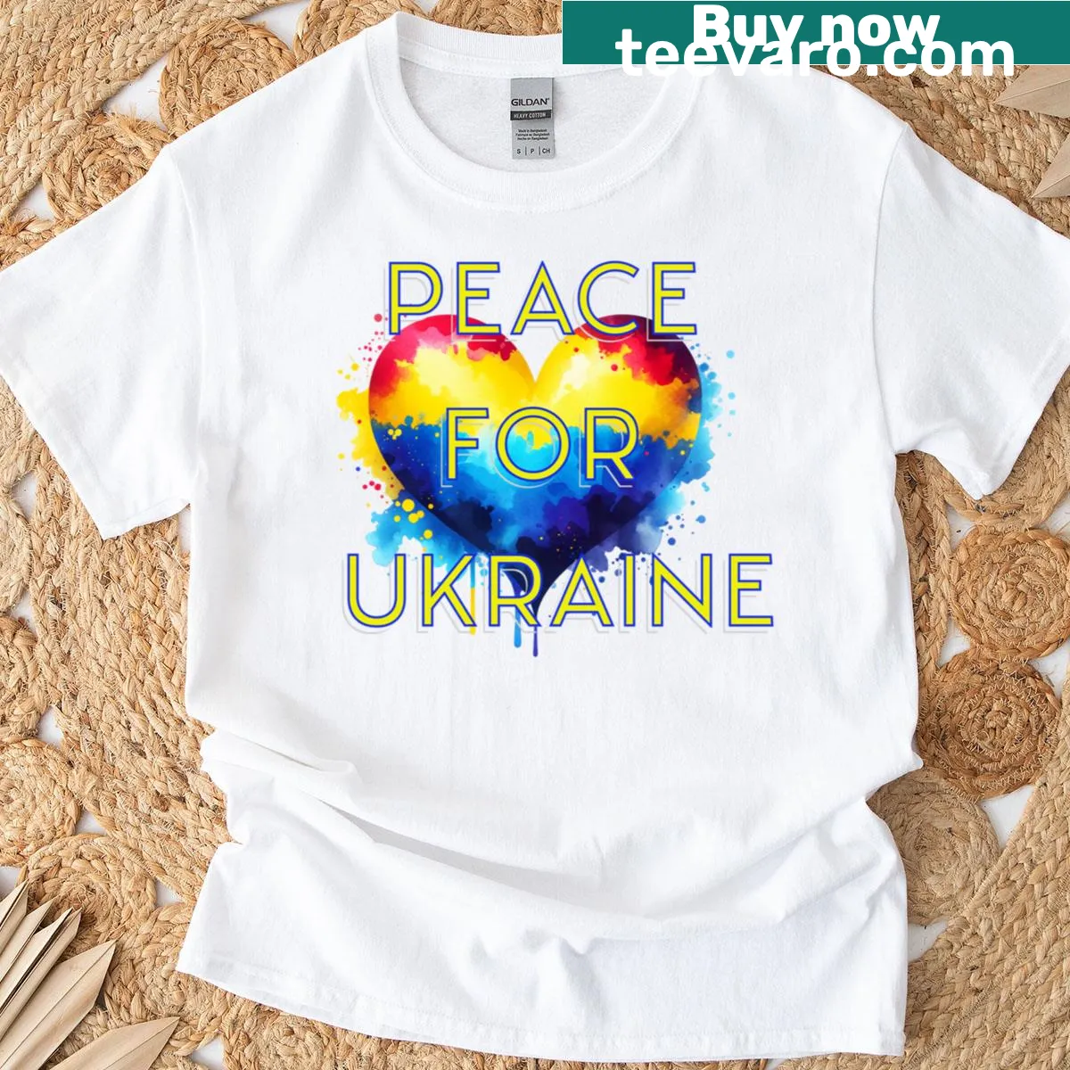 T-shirt with the message Peace For Ukraine — on a men's t-shirt