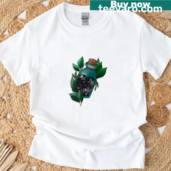 Illustrative graphic of potion elements on a T-shirt