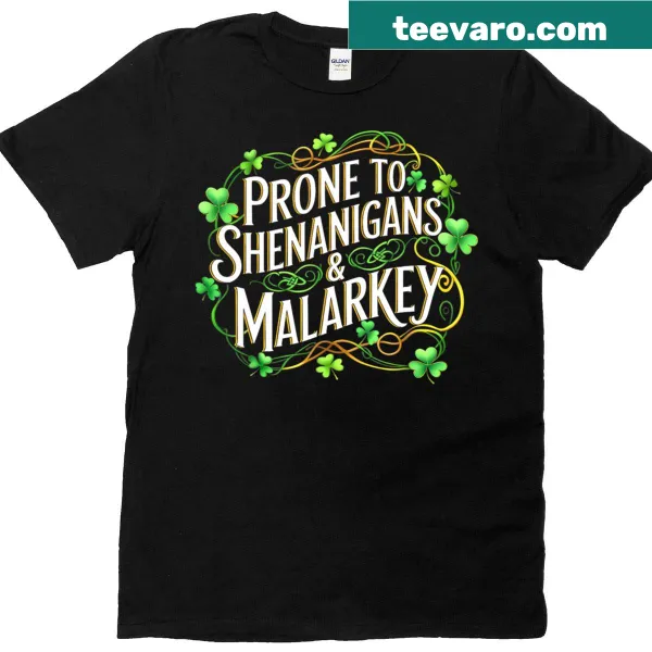 Funny St. Patrick's Day t-shirt with shamrocks and playful text