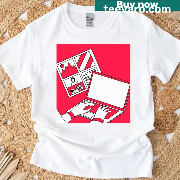 Minimalist line-art T-shirt with digital illustration