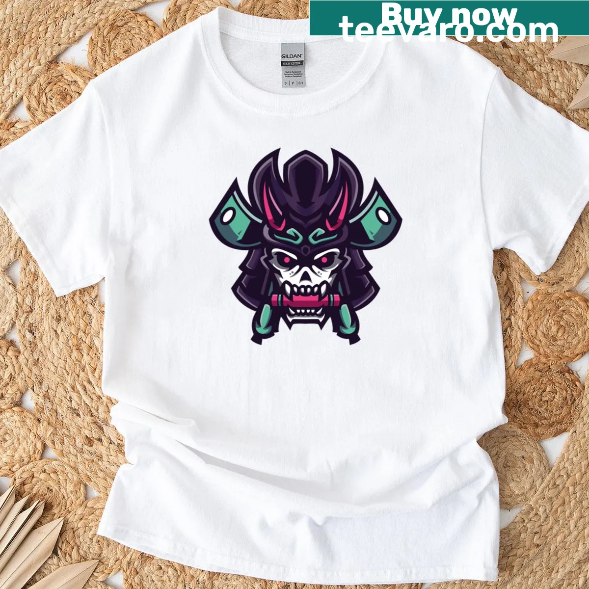 Intricate Samurai Shogun t-shirt featuring a fierce samurai illustration — on a men's t-shirt