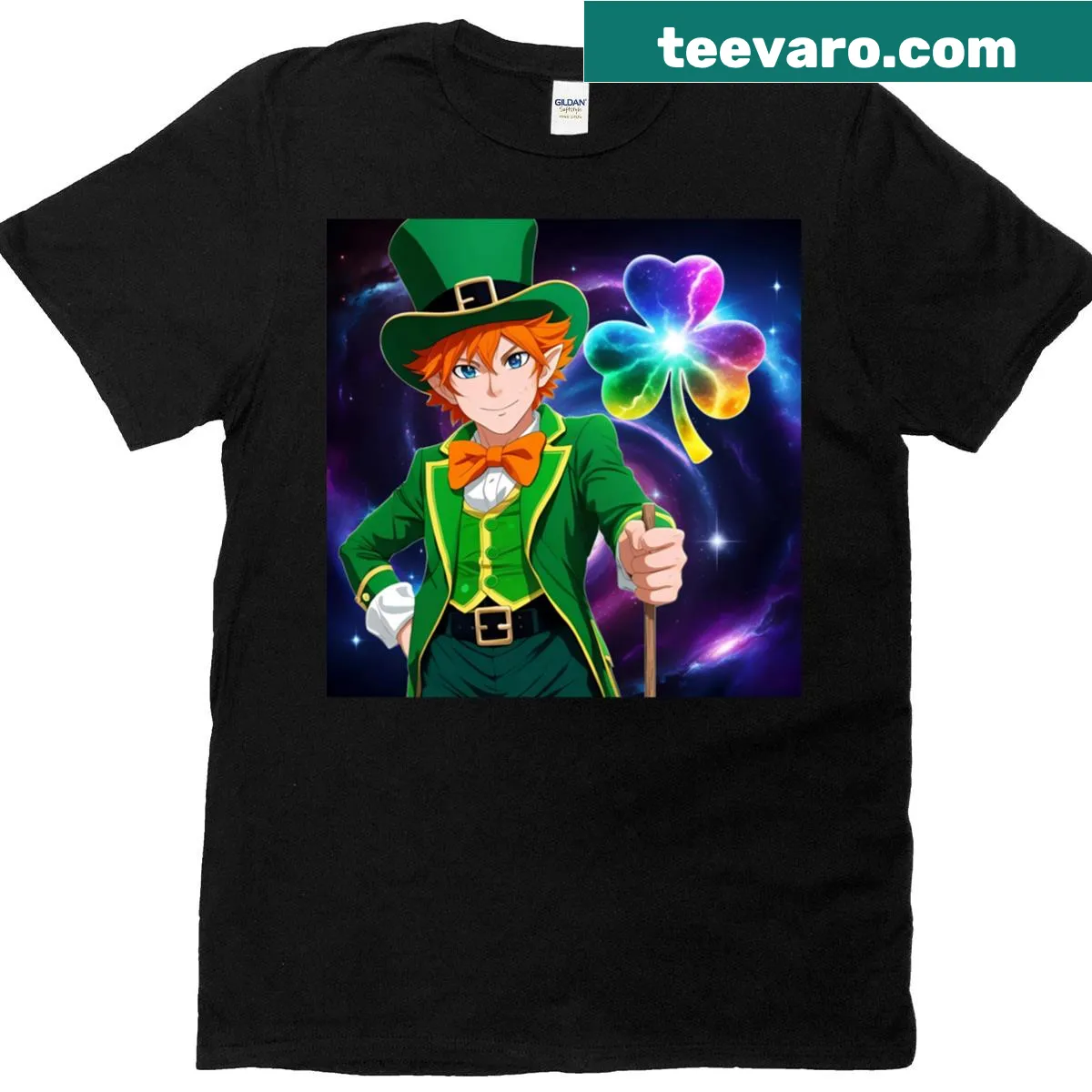 Shamrock graphic on a Kia-themed T-shirt — on a men's t-shirt