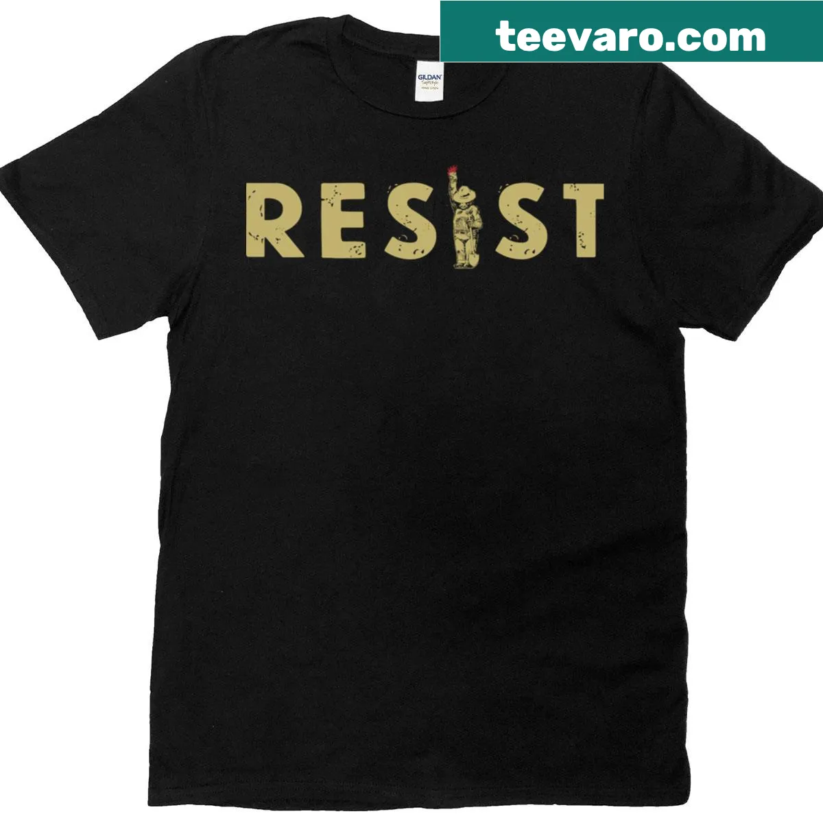 Cartoon of Smokey the Bear in a costume on a T-shirt — on a men's t-shirt