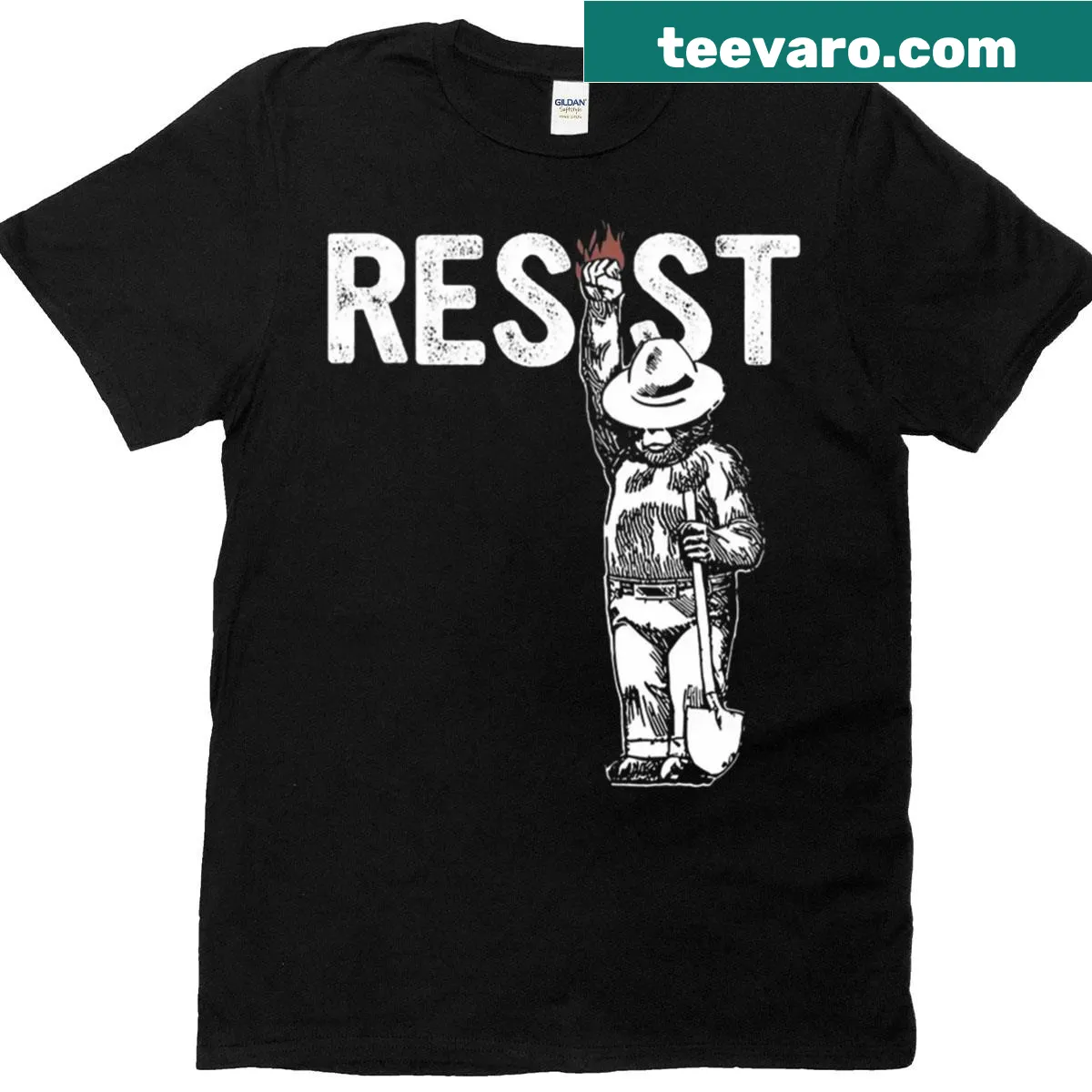 Smokey Bear in a humorous costume illustration — on a men's t-shirt