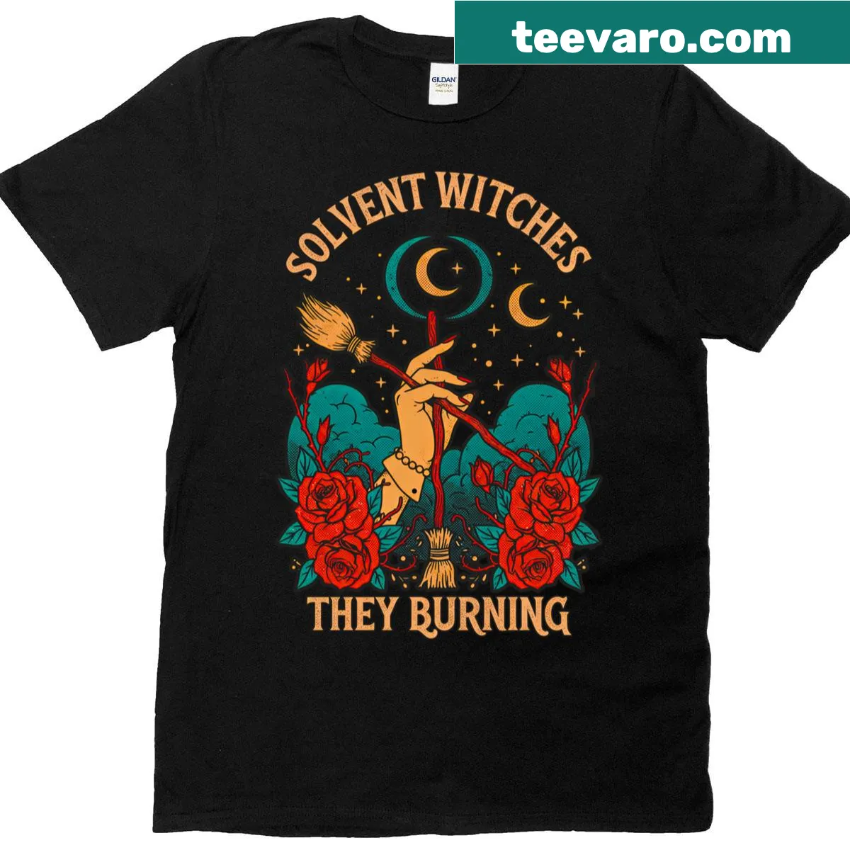 Witchcraft-themed illustration on a T-shirt — on a men's t-shirt