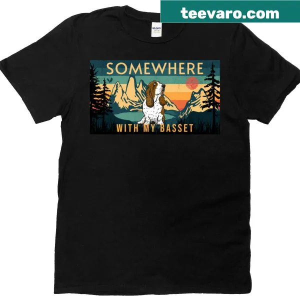 Vintage hiking t-shirt featuring a basset hound