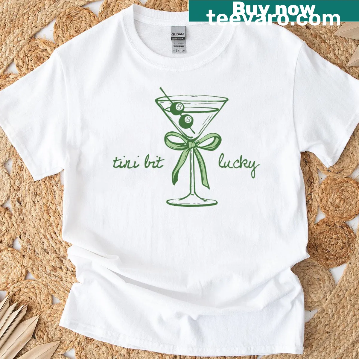 Cute martini graphic with St. Patrick's Day theme on a T-shirt — on a men's t-shirt