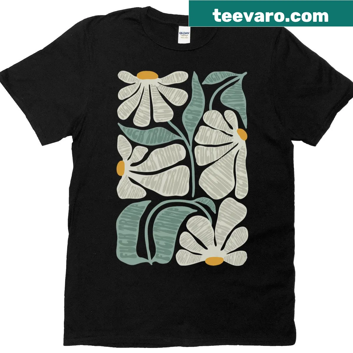Boho floral design t-shirt with a political message supporting Kamala Harris — on a men's t-shirt