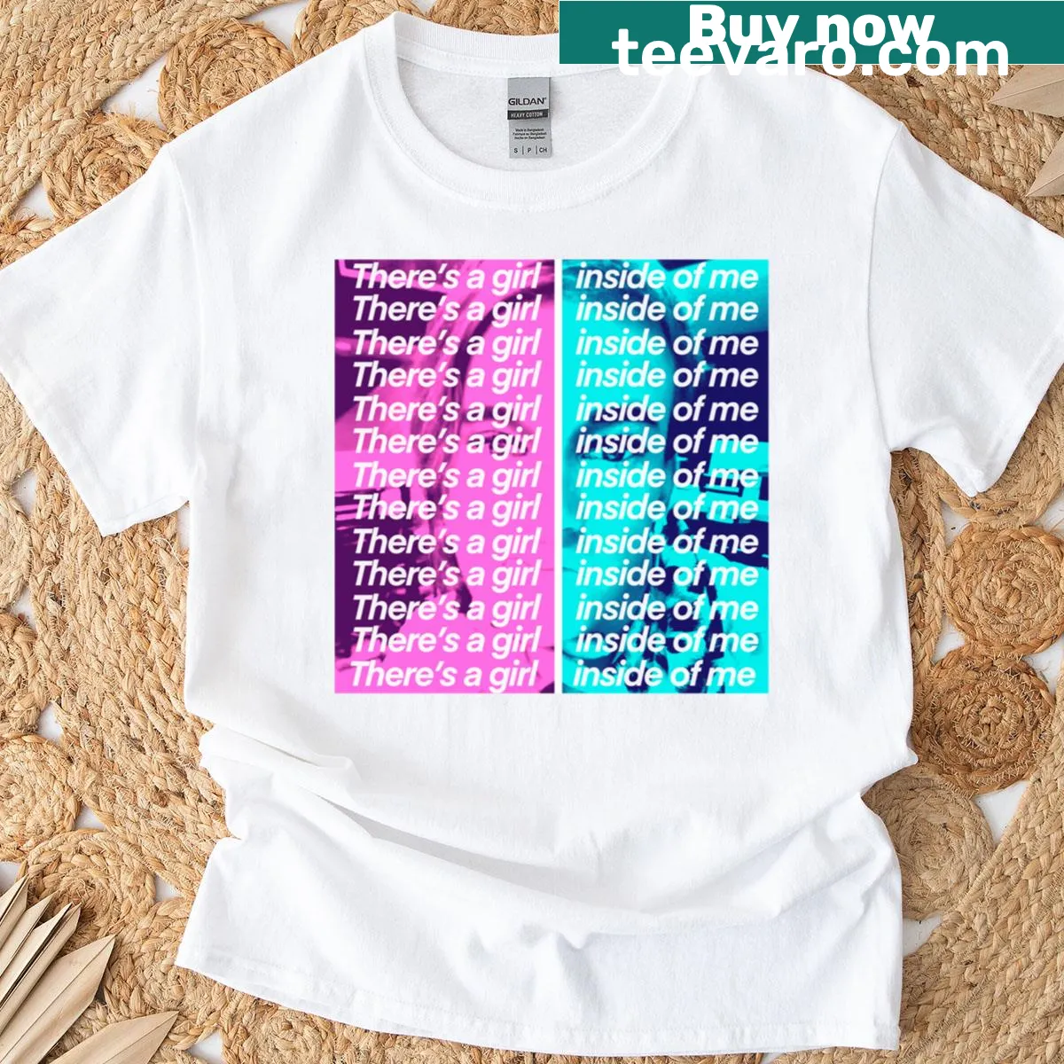 T-shirt with the phrase 'There's A Girl Inside Of Me' promoting trans rights — on a men's t-shirt