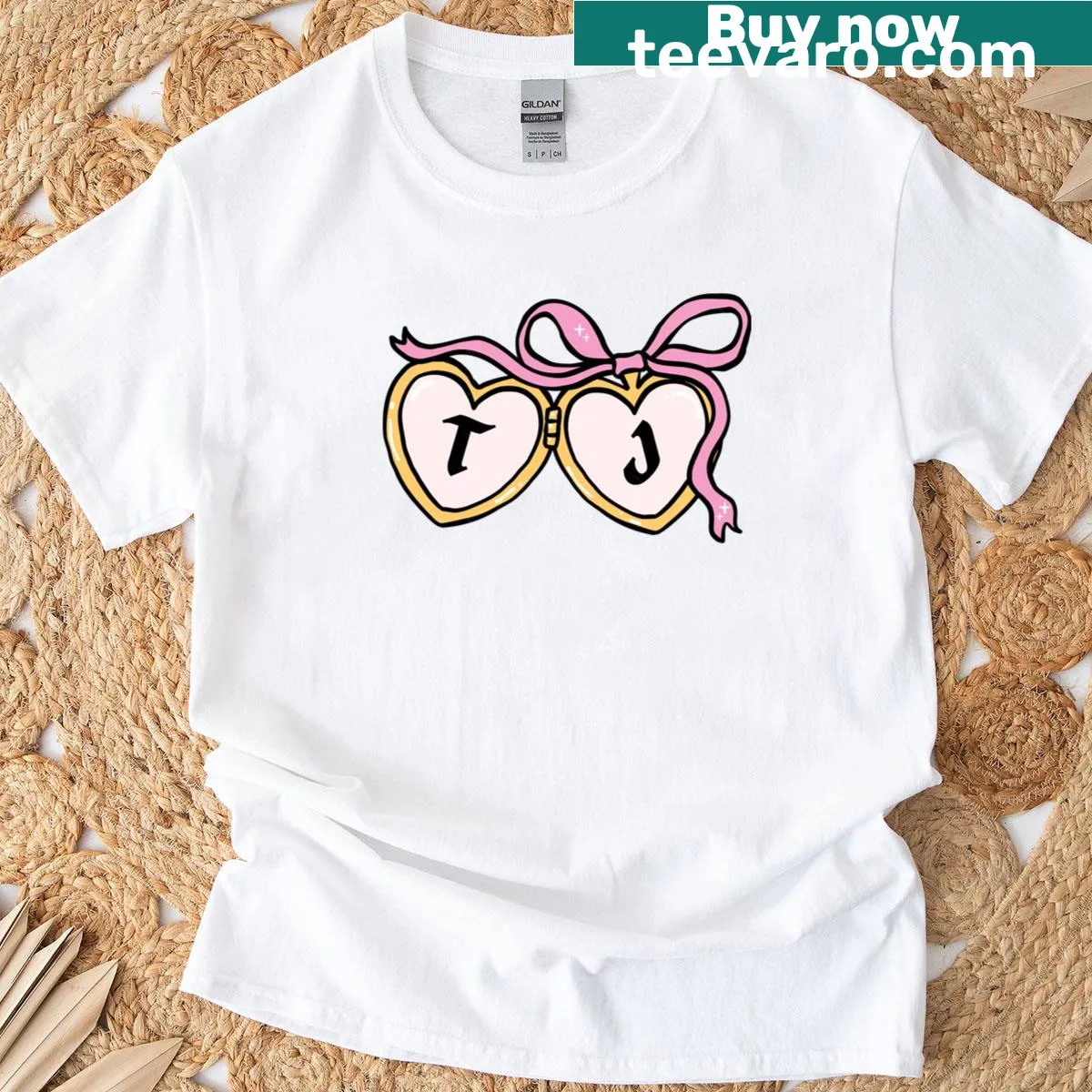 Heart locket design on T-shirt, symbolizing love and nostalgia — on a men's t-shirt
