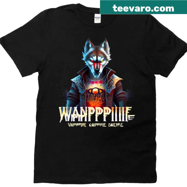 Urban vampire wolf cartoon graphic on a t-shirt