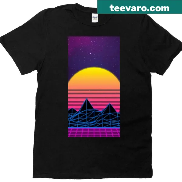 Abstract vaporwave sunset design t-shirt