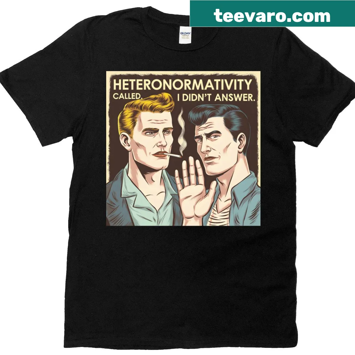 Vintage LGBTQ Pride t-shirt rejecting heteronormativity — on a men's t-shirt