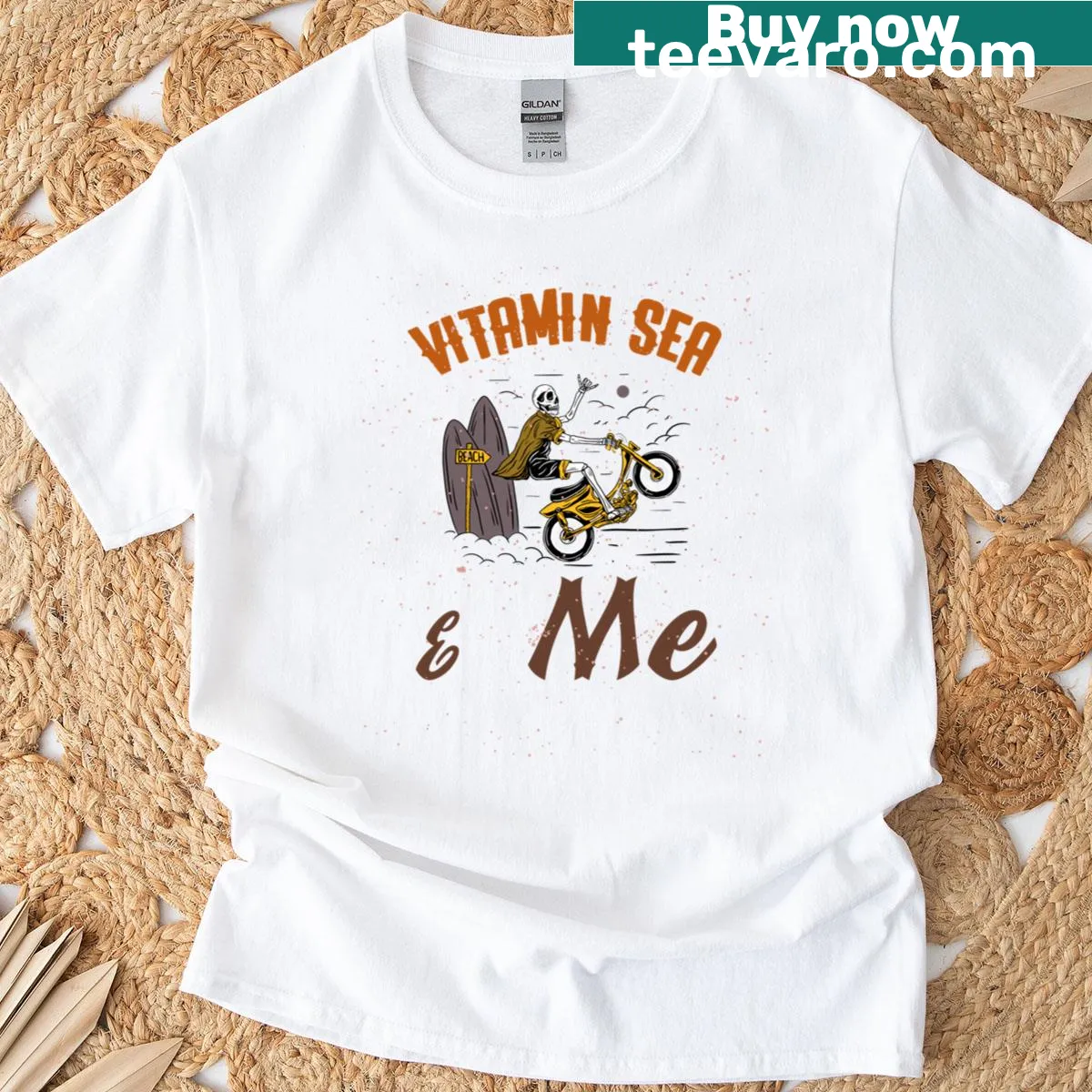 Illustrative Vitamin Sea t-shirt celebrating ocean lovers — on a men's t-shirt