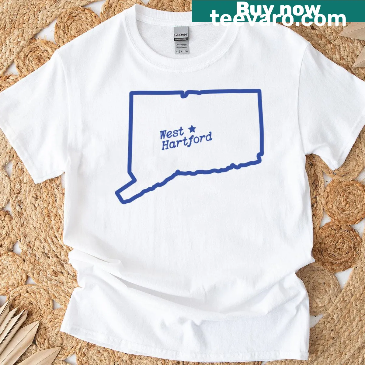 Illustrated West Hartford Connecticut t-shirt — on a men's t-shirt