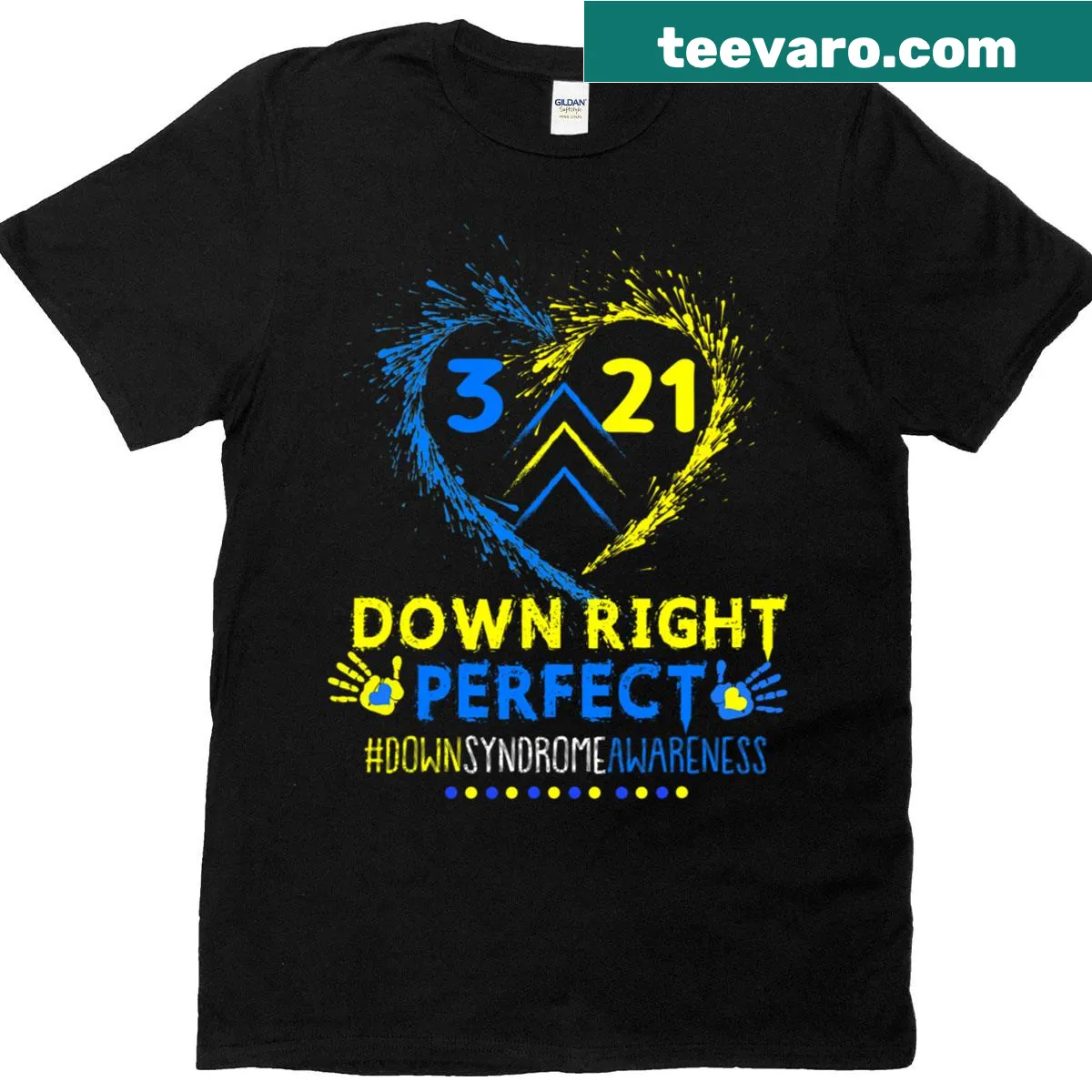T-shirt supporting Down Syndrome awareness with the number 321 — on a men's t-shirt