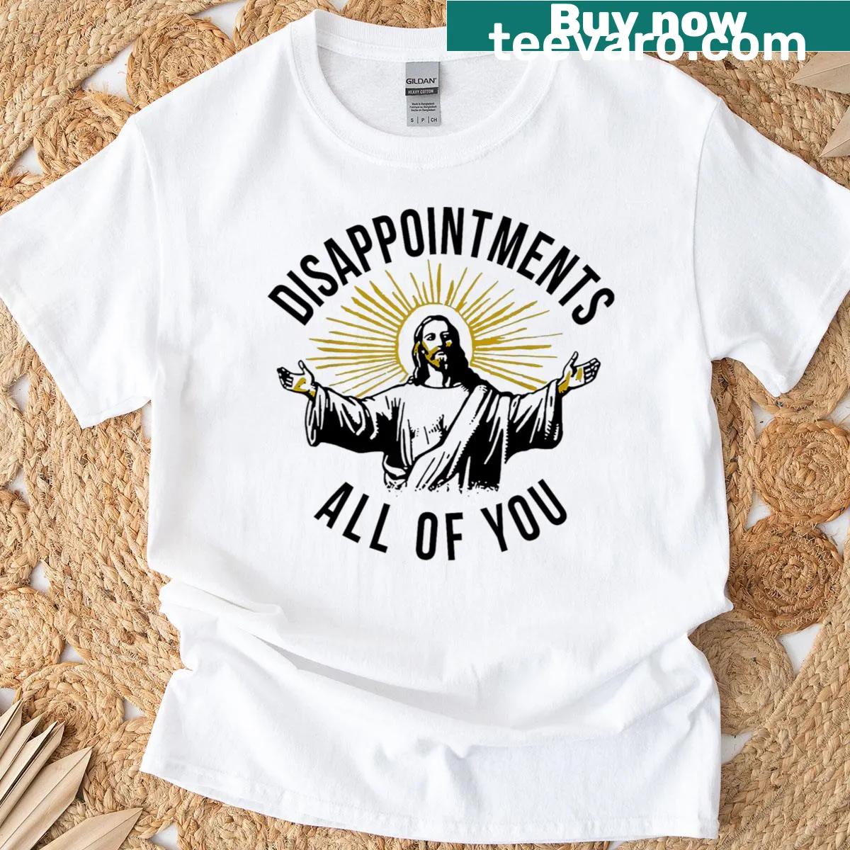 T-shirt featuring the phrase 'All Of You Jesus Disappointments' in elegant typography — on a men's t-shirt