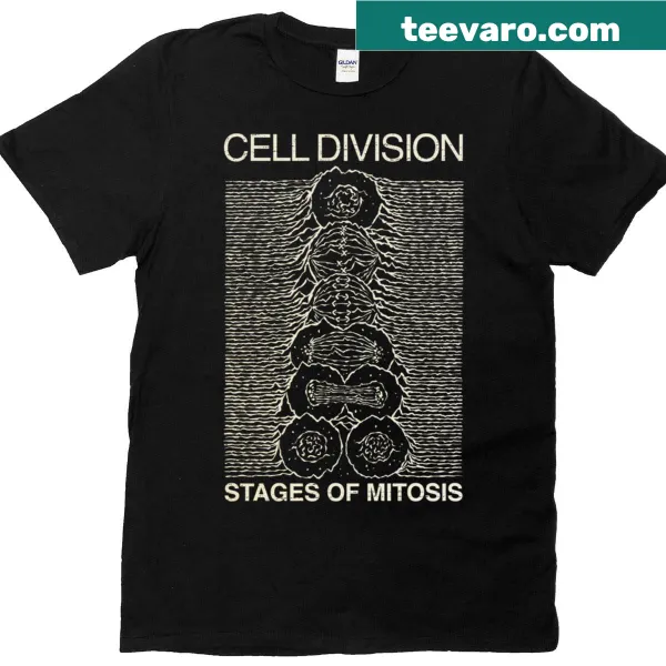 T-shirt featuring an illustration of cell division, ideal for biology enthusiasts.