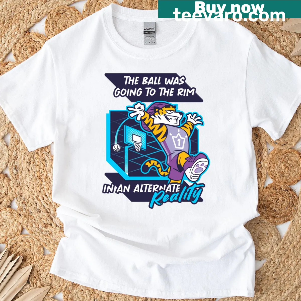 Funny basketball t-shirt with the phrase about hoops betraying players — on a men's t-shirt