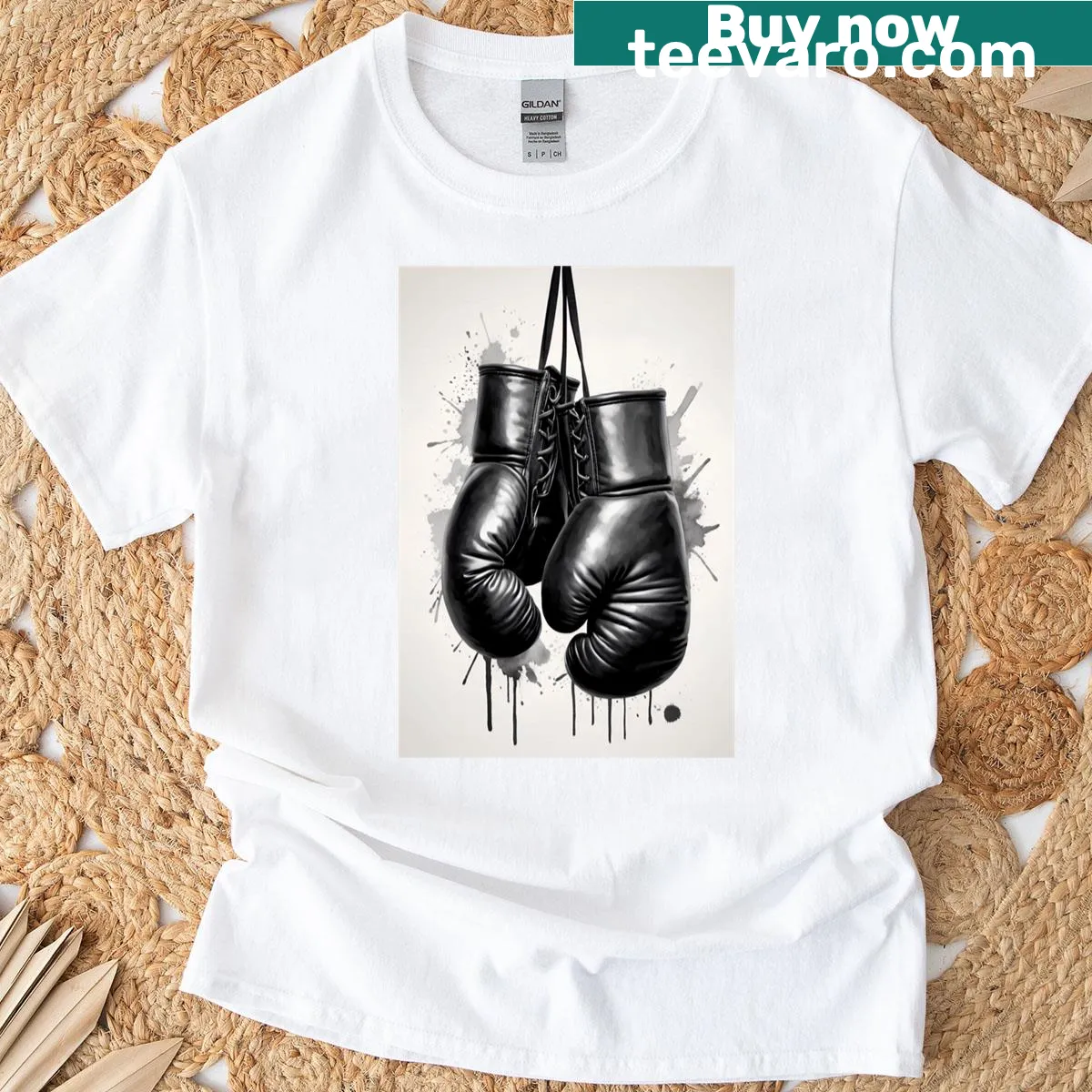 Illustration of boxing gloves with motivational text on T-shirt — on a men's t-shirt