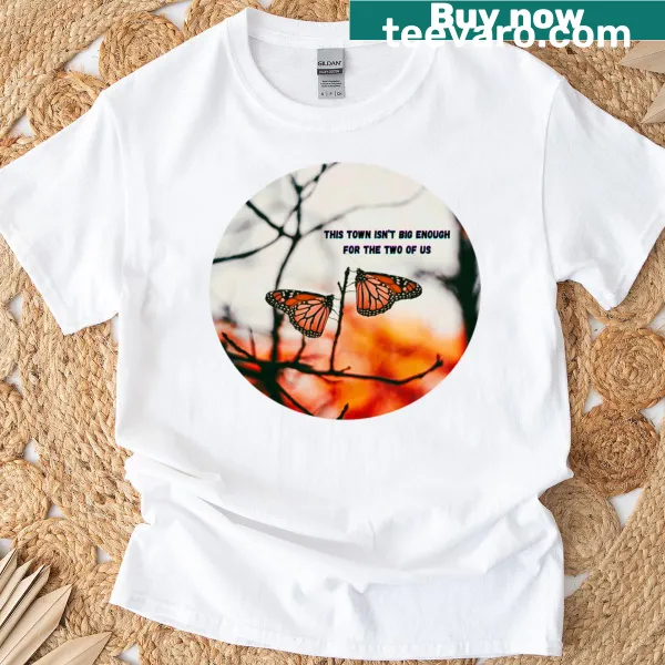 Butterflies graphic with humorous text on a casual t-shirt