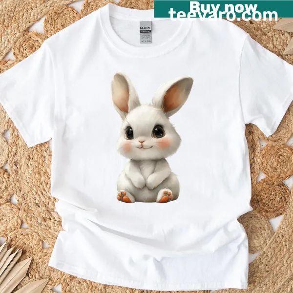 Cartoon t-shirt featuring a cute fluffy baby bunny