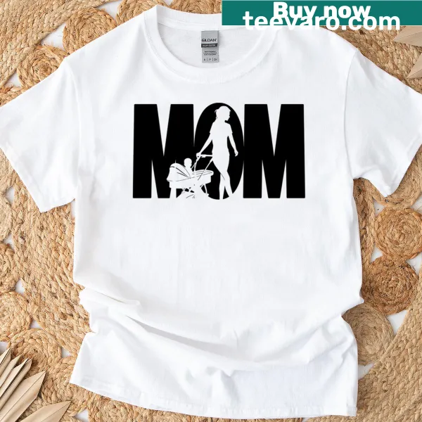 Mom-themed t-shirt with stroller design and heartfelt message.