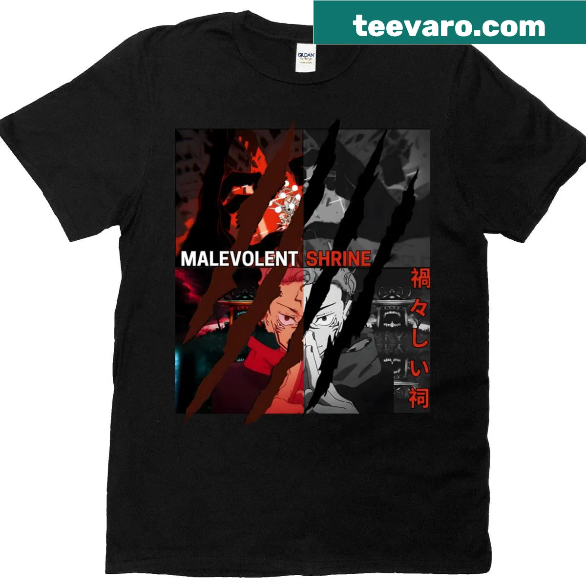 Intricate gothic design of a malevolent shrine illustration. — on a men's t-shirt