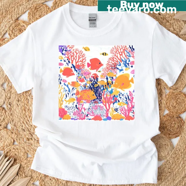 Illustrative design of the sea on T-shirt