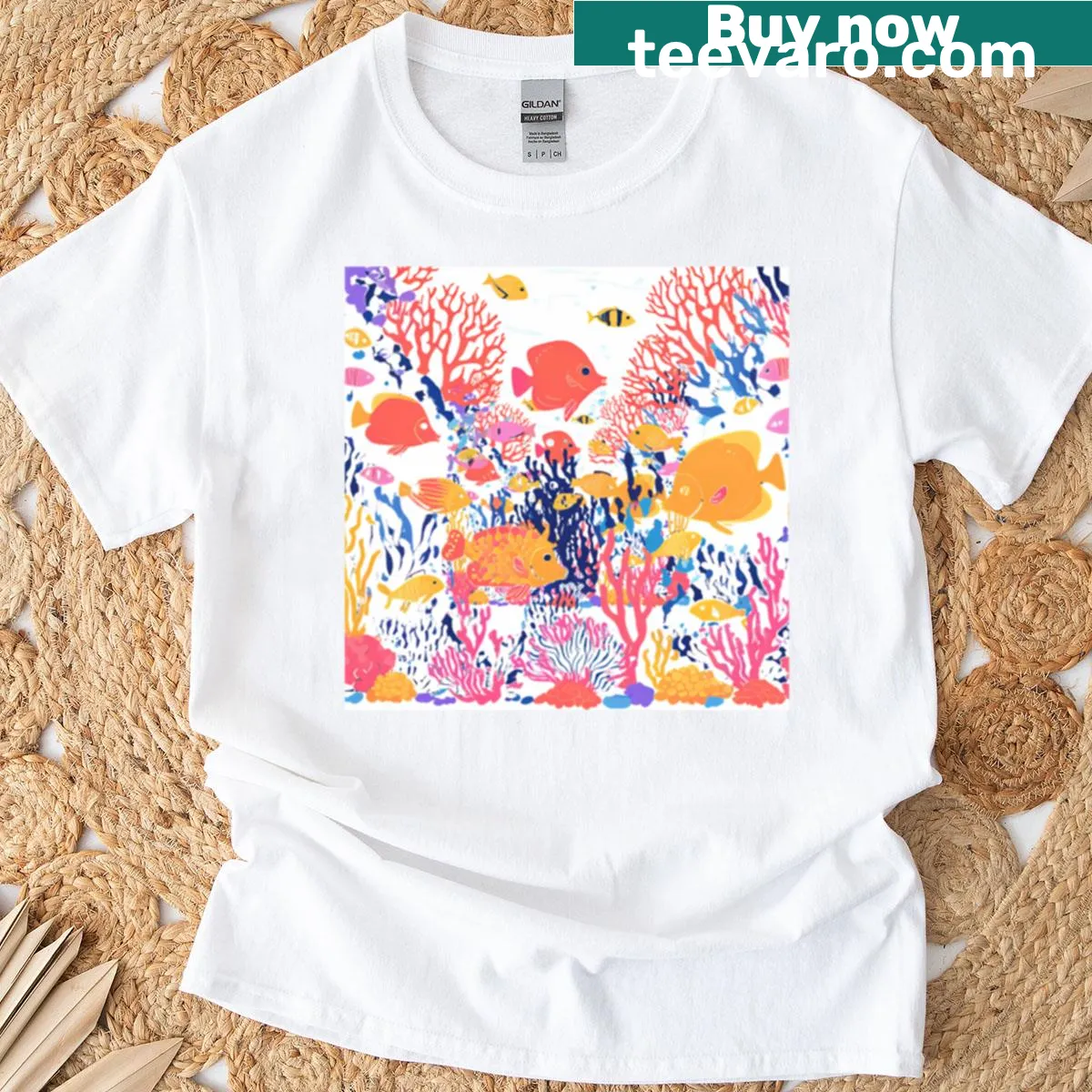 Illustrative design of the sea on T-shirt — on a men's t-shirt
