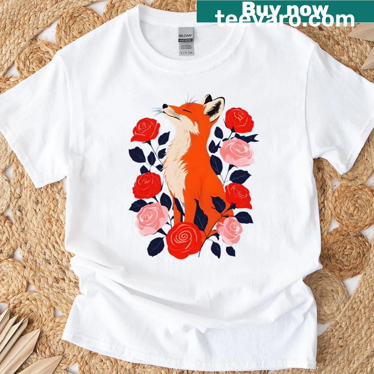 T-shirt with an illustrated sophisticated fox design — on a men's t-shirt