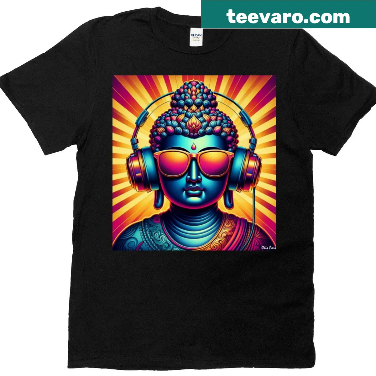 Classic t-shirt featuring a stylized Buddha graphic promoting mindfulness. — on a men's t-shirt