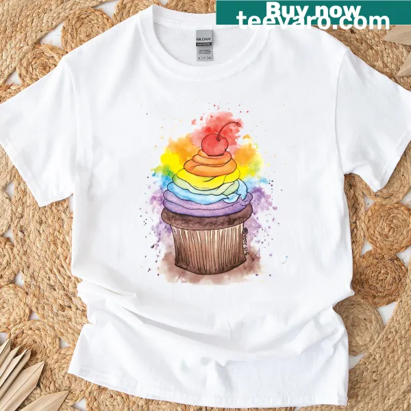 Illustrated cupcake graphic on a classic t-shirt for dessert lovers