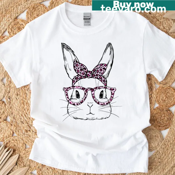 Cute Easter t-shirt featuring a cheerful rabbit and festive elements