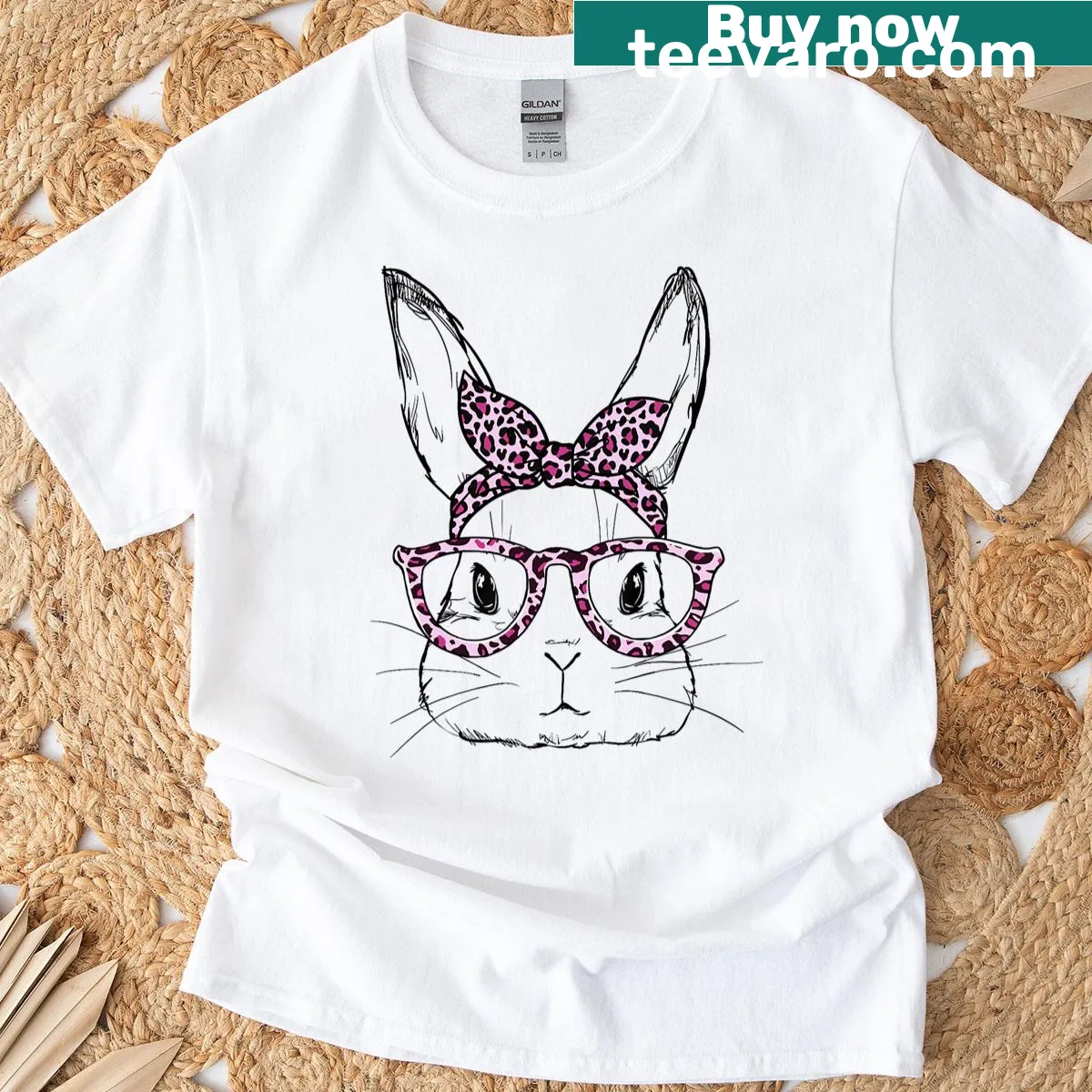 Cute Easter t-shirt featuring a cheerful rabbit and festive elements — on a men's t-shirt