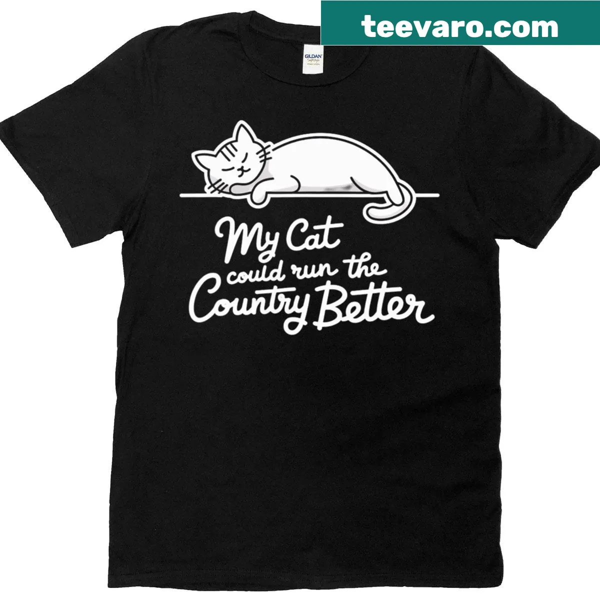Witty text design about cats running the country on a funny T-shirt. — on a men's t-shirt