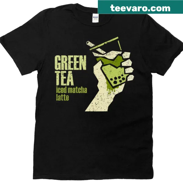 Illustration of iced green matcha tea on a T-shirt