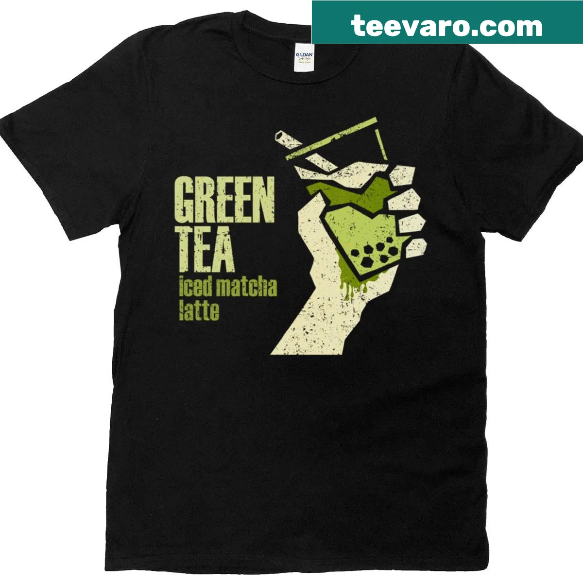 Illustration of iced green matcha tea on a T-shirt — on a men's t-shirt