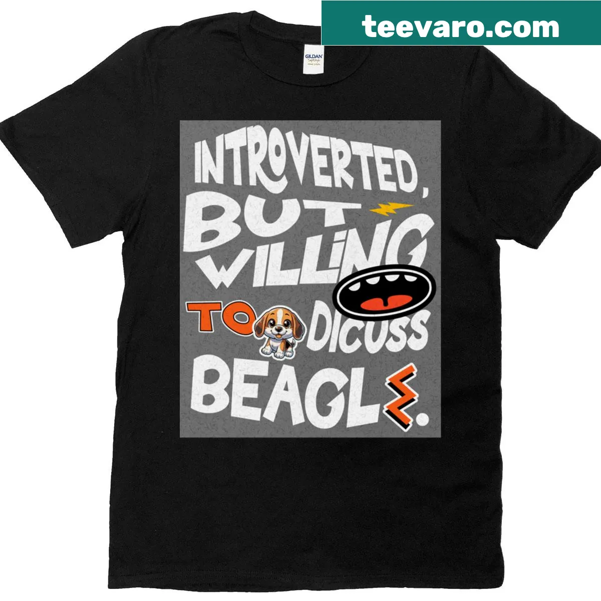 Funny dog-themed T-shirt with 'Introvert But Willing To Discuss Beagle' — on a men's t-shirt