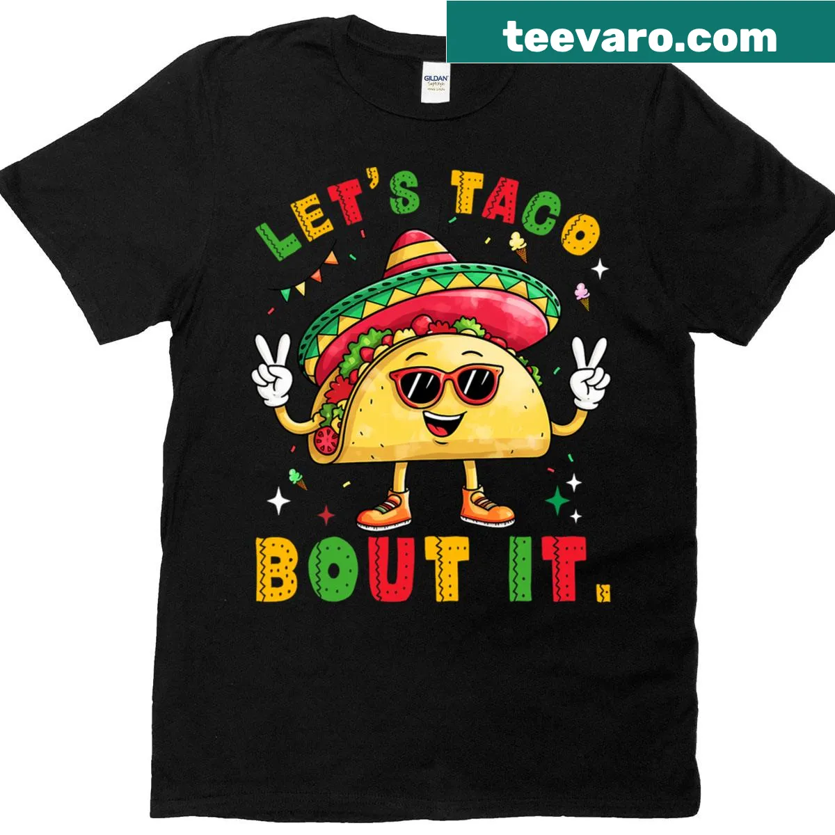Funny taco design with sombrero graphic on T-shirt — on a men's t-shirt
