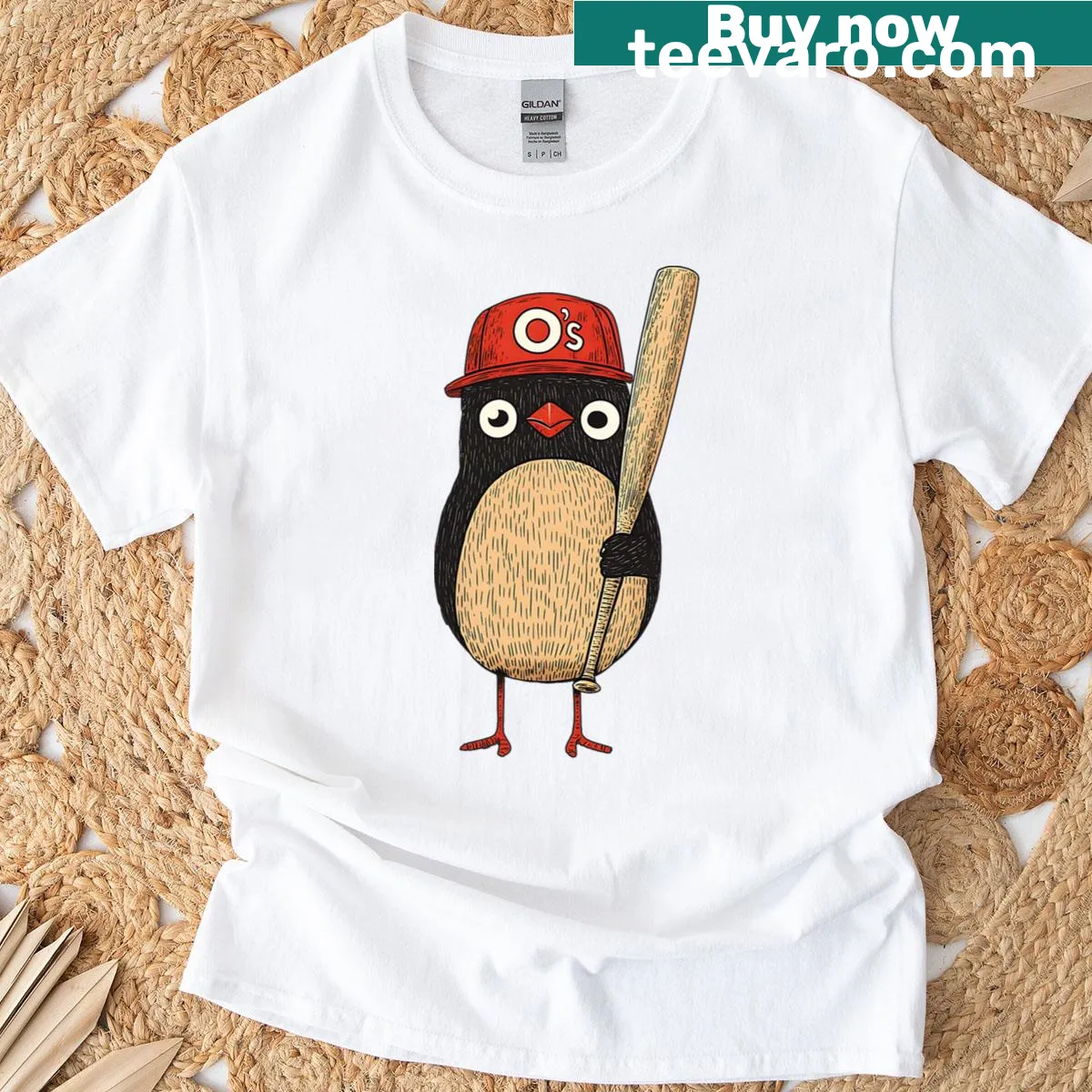 Funny oriole illustration on a t-shirt celebrating love for animals — on a men's t-shirt