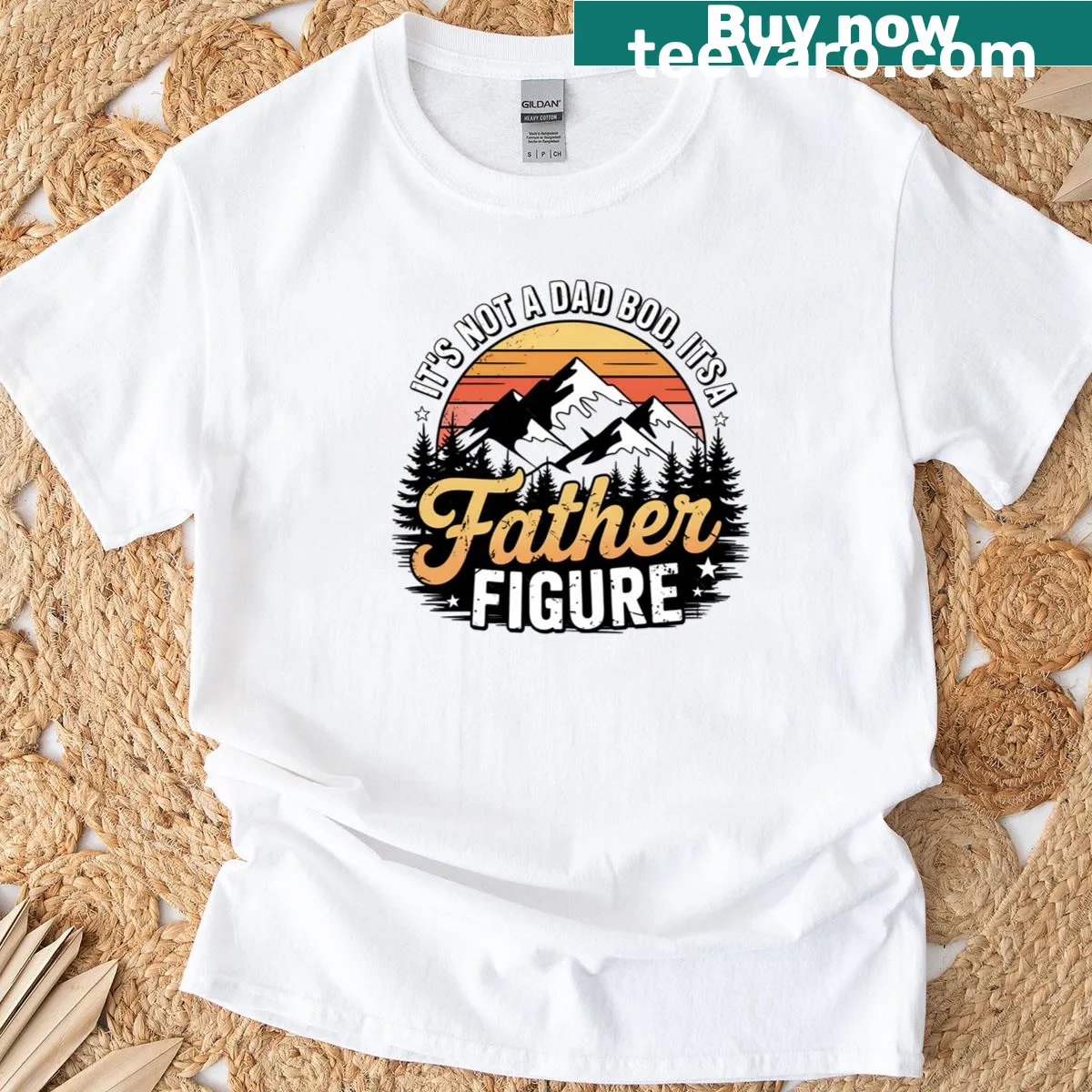 Funny T-shirt declaring 'Not A Dad Bod Its Retro Father Figure' — on a men's t-shirt