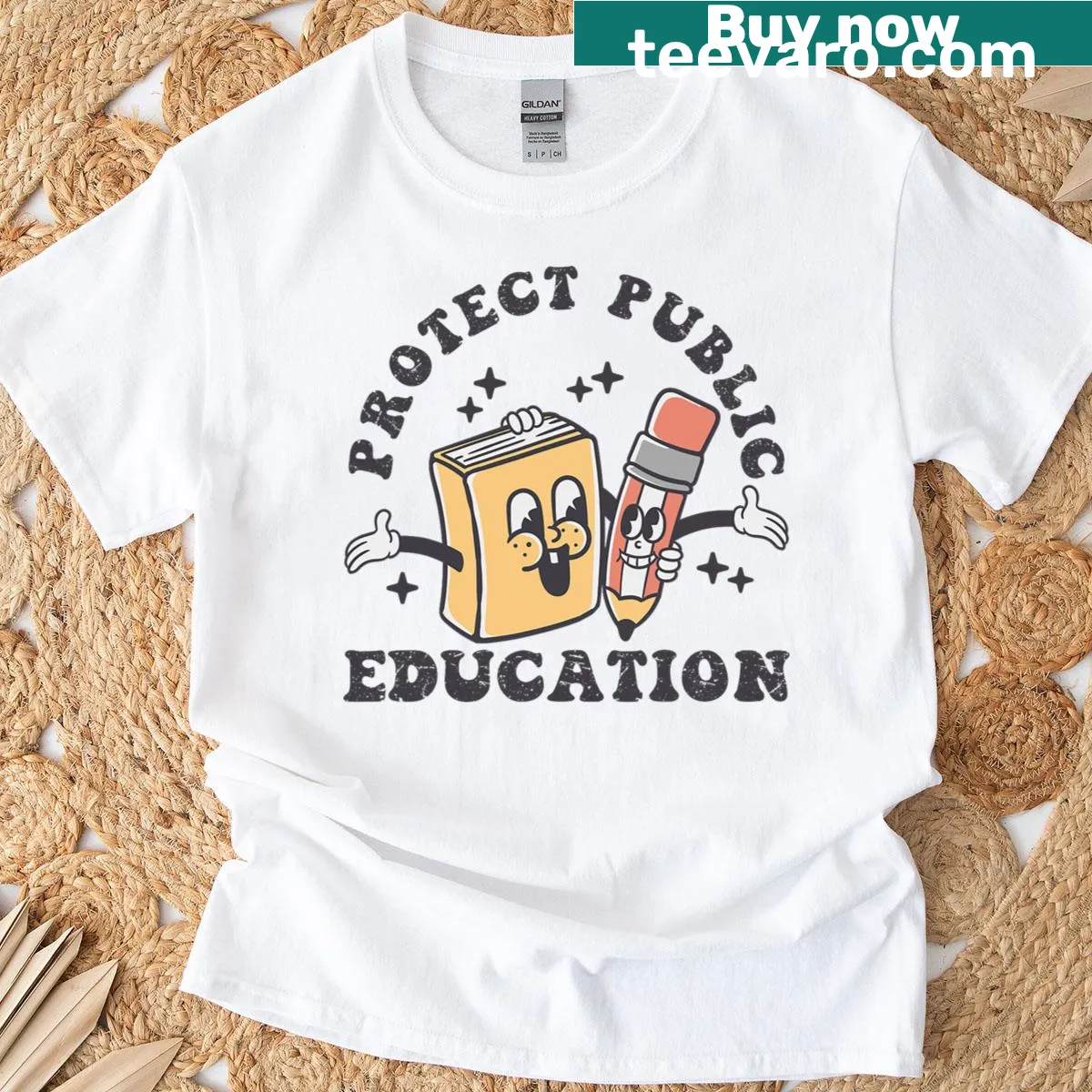 Retro groovy school design graphic t-shirt — on a men's t-shirt