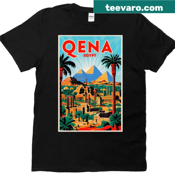 Vintage travel-themed t-shirt featuring Qena Egypt design
