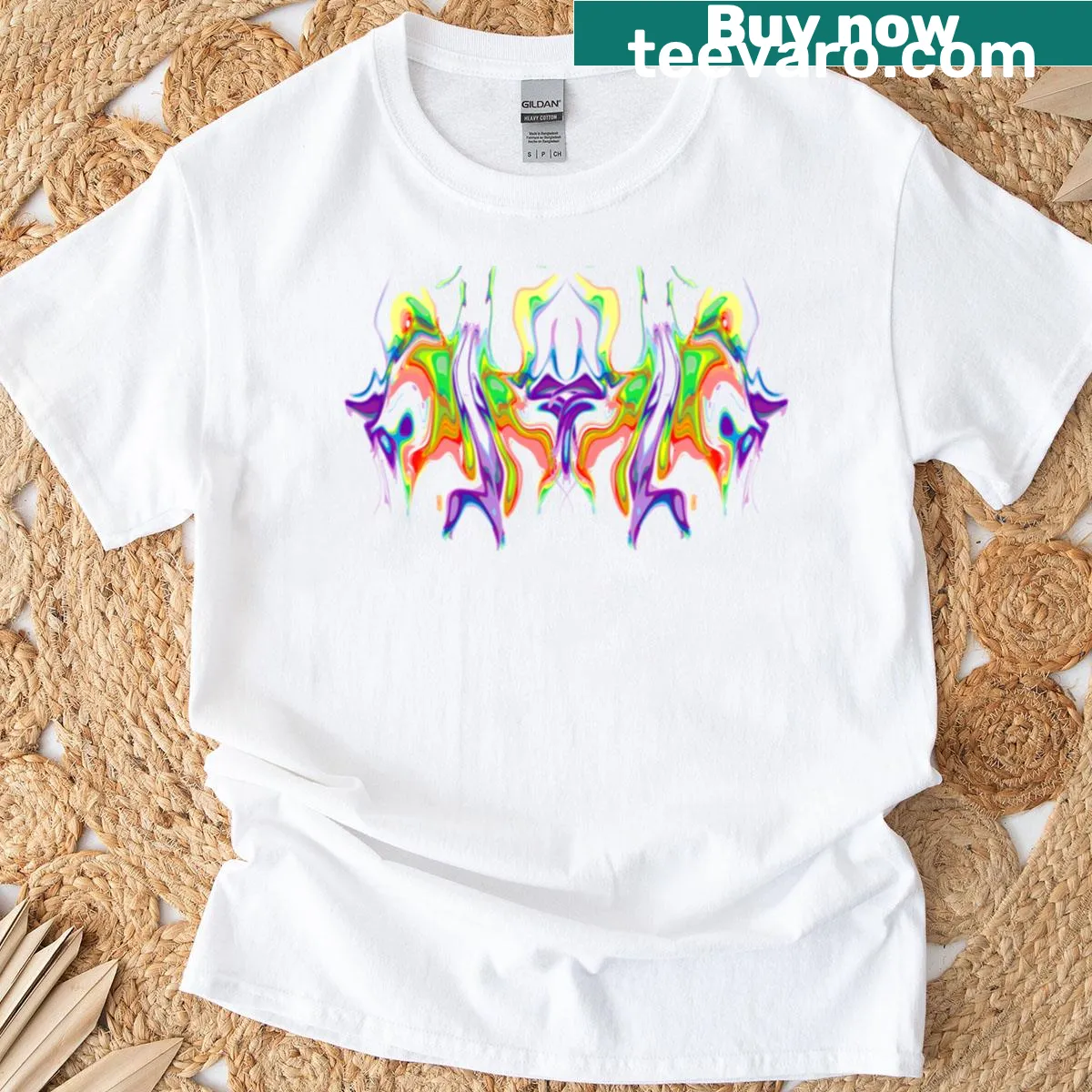 Classic T-shirt featuring a Rorschach inkblot design — on a men's t-shirt