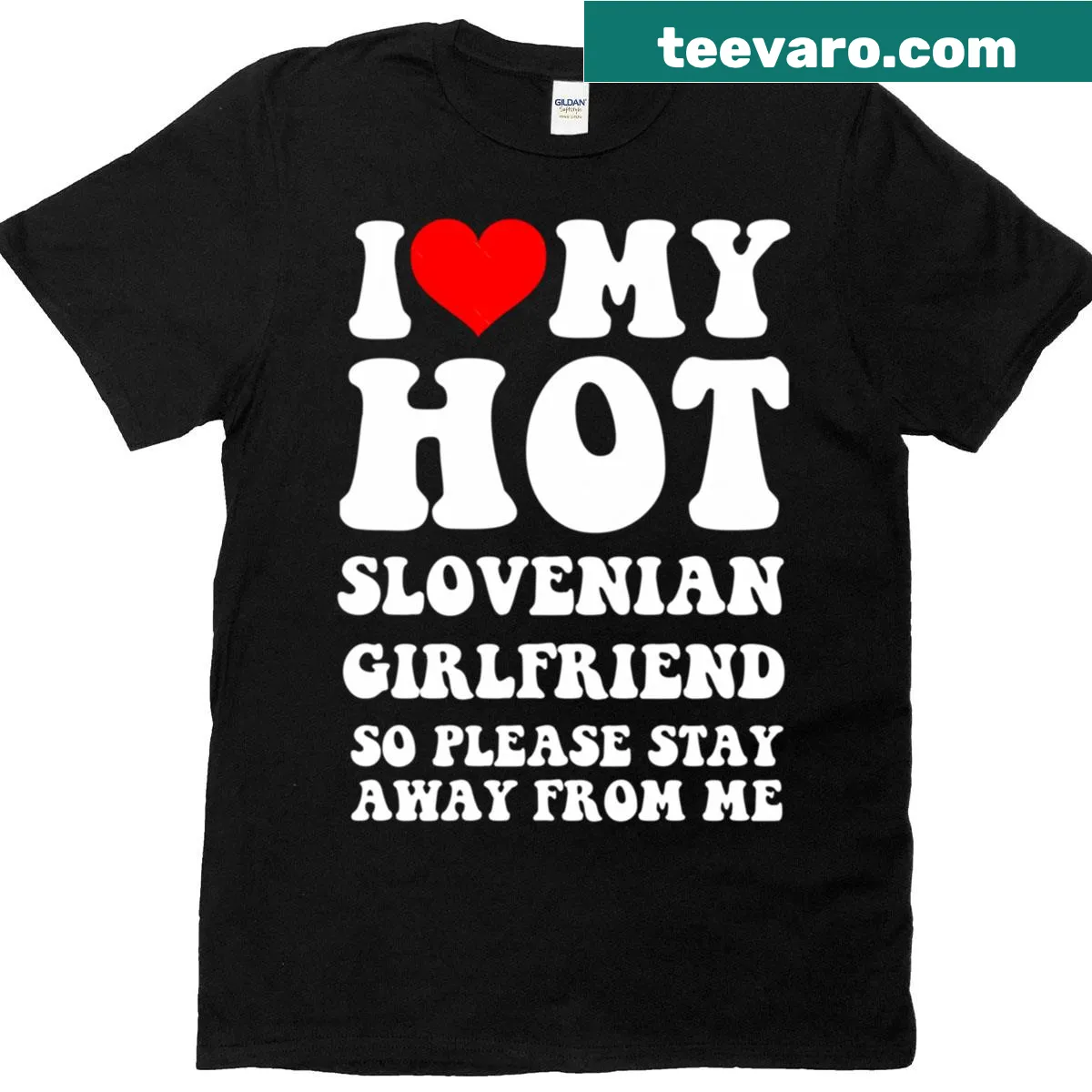 Slovenian Girlfriend T-shirt with a romantic phrase in classic typography — on a men's t-shirt